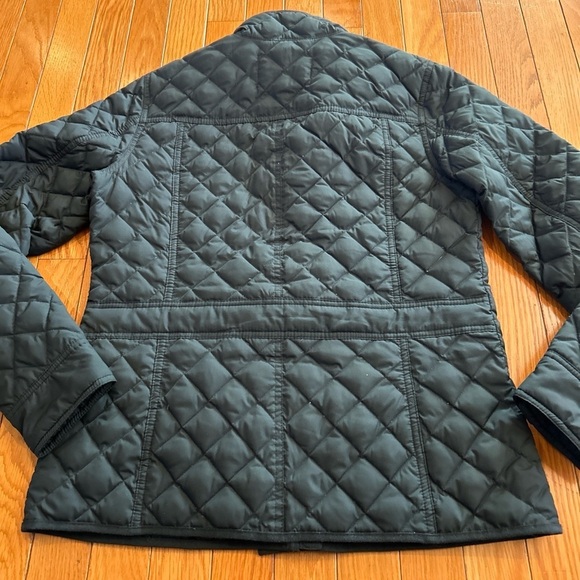JCrew Quilted Puffer Jacket Full Zipper Snap Gold Button Front Womens XS Black - Picture 9 of 9